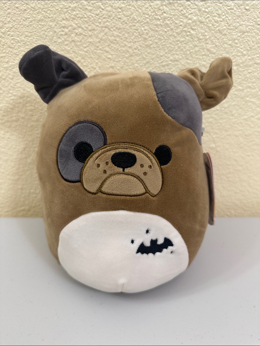 Squishmallows Brown, Gray and White Bulldog Plush Pillow - Loafer Halloween